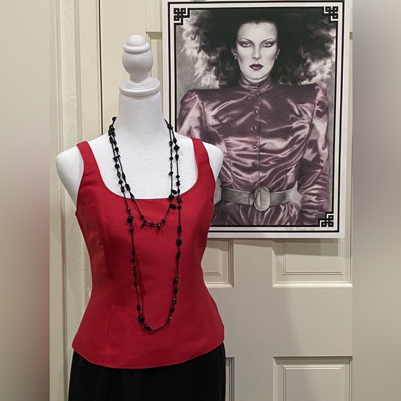 Linda Allard for Ellen Tracy Tops - Linda Allard for Ellen Tracy striking red silk tank top